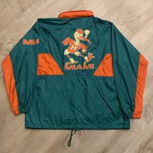 Vintage 90s Turbo UM University Miami Hurricanes Windbreaker Jacket Men's L Pipe